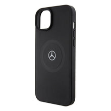 Заредете изображение във визуализатора на галерията – Original Case MERCEDES hardcase Crossed Lines Pattern Leather MagSafe MEHMP15S23RMMK for Iphone 15 Black
