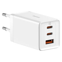 Заредете изображение във визуализатора на галерията – GaN 2xUSB C 1xUSB 65W fast charger Baseus GaN5 Pro + USB C - USB C 100W cable - white
