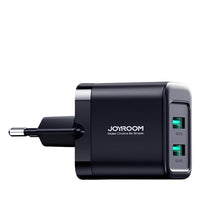 Заредете изображение във визуализатора на галерията – Joyroom JR-TCN01 2xUSB-A 12W 2.4A mains charger - black
