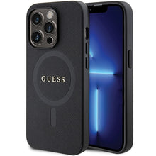 Заредете изображение във визуализатора на галерията – Original Case GUESS hardcase Saffiano MagSafe GUHMP14XPSAHMCK for Iphone 14 Pro Max black
