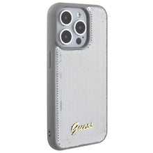 Заредете изображение във визуализатора на галерията – Guess Sequin Script Metal case for iPhone 15 Pro - silver
