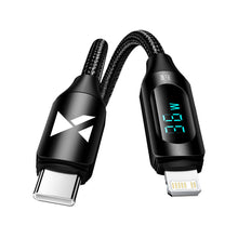 Заредете изображение във визуализатора на галерията – USB-C cable - Lightning Wozinsky WUCLC1 with LED display 36W 1m - black
