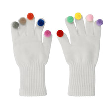 Заредете изображение във визуализатора на галерията – Gloves for touch screens with pom poms WHITE
