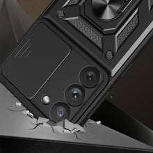 Заредете изображение във визуализатора на галерията – Hybrid Armor Camshield case for Samsung Galaxy S23 Ultra Armored cover with camera cover black
