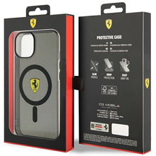 Заредете изображение във визуализатора на галерията – Original FERRARI hardcase Translucent Magsafe FEHMP14SURKK for Iphone 14 Black
