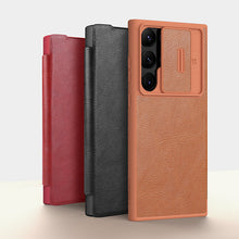 Заредете изображение във визуализатора на галерията – Nillkin Qin Leather Pro Case for Samsung Galaxy S23 Ultra Cover with Flip Camera Cover Black
