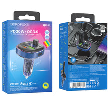 Заредете изображение във визуализатора на галерията – Borofone Transmitter FM BC47 Might MP3, Bluetooth - 2xUSB + Type C - QC 3.0 18W PD 30W blue
