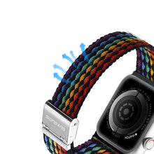 Заредете изображение във визуализатора на галерията – Dux Ducis Strap (Mixture II Version) strap for Apple Watch SE, 8, 7, 6, 5, 4, 3, 2, 1 (41, 40, 38 mm) braided bracelet dark stripes
