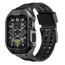 Заредете изображение във визуализатора на галерията – Kingxbar CYF136 2in1 Rugged Case for Apple Watch SE, 6, 5, 4 (44 mm) Stainless Steel with Strap Black

