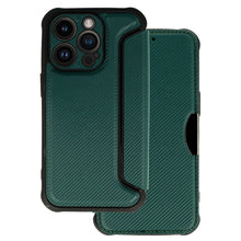 Заредете изображение във визуализатора на галерията – Razor Carbon Book Case for Iphone 14 Pro Max dark green
