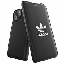 Заредете изображение във визуализатора на галерията – Adidas OR Booklet Case BASIC iPhone 14 6.1" black/black white 50181
