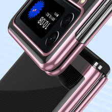 Заредете изображение във визуализатора на галерията – Plating Case for Samsung Galaxy Z Flip 4 cover with a metallic frame pink
