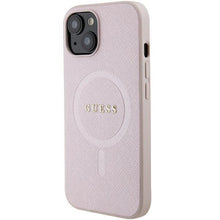 Заредете изображение във визуализатора на галерията – Guess Saffiano MagSafe case for iPhone 15 Plus - pink
