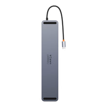 Заредете изображение във визуализатора на галерията – Baseus EliteJoy Gen2 11-Port Type-C HUB Adapter Dark gray（Type-C to HDMI*1+USB3.0*3+PD*1+VGA*1+SD/TF*1+RJ45*1+Type-C Data*1+3.5mm*1）
