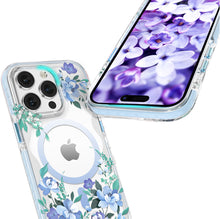 Заредете изображение във визуализатора на галерията – Kingxbar Flora Series magnetic case for iPhone 14 MagSafe decorated with orchid flowers print
