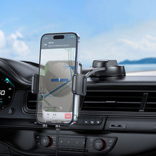Заредете изображение във визуализатора на галерията – HOCO car holder with wireless charging for center console HW14 Speed black metal gray
