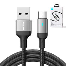 Заредете изображение във визуализатора на галерията – Joyroom USB cable - micro USB 2.4A for fast charging and data transfer 1.2 m black (S-UM018A10)
