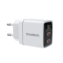Заредете изображение във визуализатора на галерията – Choetech PD6051 2x USB-C PD 35W GaN wall charger with display - white
