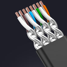 Заредете изображение във визуализатора на галерията – Ugreen Flat Cable Internet Network Cable Ethernet Patchcord RJ45 Cat 7 STP LAN 10 Gbps 3m Black (NW106 11262)
