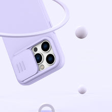Заредете изображение във визуализатора на галерията – Nillkin CamShield Silky Silicone Case for iPhone 14 Pro Max silicone cover with camera cover blue
