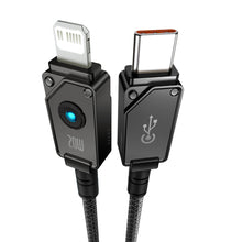 Заредете изображение във визуализатора на галерията – USB C cable - Lightning Baseus Unbreakable 20W 480Mbps 1m - black
