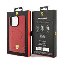 Заредете изображение във визуализатора на галерията – Original FERRARI hardcase Carbon Metal Logo MagSafe FEHMP15LPTER do Iphone 15 Pro Red
