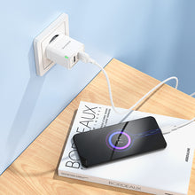 Заредете изображение във визуализатора на галерията – Borofone Wall charger BN15 Strong - 2xUSB - 2,1A with USB to Micro USB cable white
