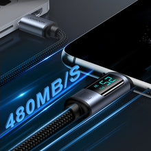 Заредете изображение във визуализатора на галерията – USB C - USB C cable 100W 1.2m with LED display Joyroom S-CC100A16 - black
