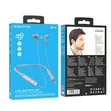 Заредете изображение във визуализатора на галерията – Borofone Sports earphones BE59 Rhythm bluetooth grey
