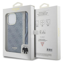 Заредете изображение във визуализатора на галерията – Original faceplate case GUESS GUHCP15LHC4SEB for iPhone 15 Pro (Crossbody Cord 4G Print / blue)
