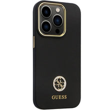 Заредете изображение във визуализатора на галерията – Guess GUHCP14XM4DGPK case for iPhone 14 Pro Max - black Silicone Logo Strass 4G
