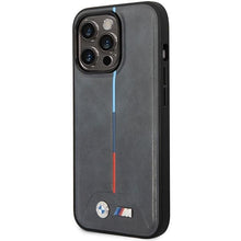 Заредете изображение във визуализатора на галерията – Case BMW BMHCP14L22PVTA iPhone 14 Pro 6.1" Grey/Grey Quilted Tricolor
