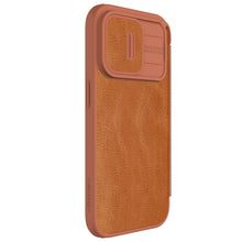Заредете изображение във визуализатора на галерията – iPhone 15 Pro Nillkin Qin Pro Leather Flip Camera Cover Case - Brown
