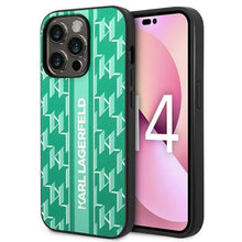 Заредете изображение във визуализатора на галерията – Karl Lagerfeld KLHCP14XPGKLSKN iPhone 14 Pro Max 6,7 "hardcase green / green Monogram Stripe
