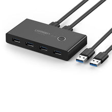 Заредете изображение във визуализатора на галерията – Ugreen switch box HUB switch 4x USB 3.2 Gen 1 USB splitter for two computers black (US216 30768)
