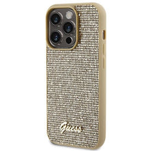 Заредете изображение във визуализатора на галерията – Guess Disco Metal Script case for iPhone 15 Pro - gold
