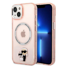 Заредете изображение във визуализатора на галерията – Karl Lagerfeld KLHMP14SHNKCIP iPhone 14 6.1" hardcase pink/pink Iconic Karl&amp;Choupette Magsafe
