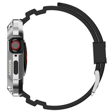 Заредете изображение във визуализатора на галерията – Kingxbar CYF134 2in1 Rugged Case for Apple Watch 8, 7 (45 mm) Stainless Steel with Strap Silver
