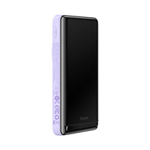 Заредете изображение във визуализатора на галерията – Baseus Magnetic Bracket Wireless Fast Charge Power Bank 10000mAh 20W Purple（With Xiaobai series fast charging Cable Type-C to Type-C 60W(20V/3A) 50cm White）
