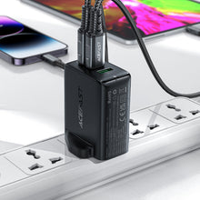 Заредете изображение във визуализатора на галерията – Acefast charger GaN 65W 3 ports (1xUSB, 2xUSB C PD) UK plug black (A44)
