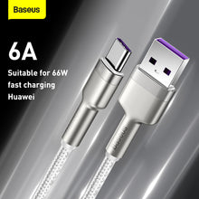 Заредете изображение във визуализатора на галерията – Baseus Cable Cafule Metal - USB to Type C - 66W 2 metres (CAKF000202) white
