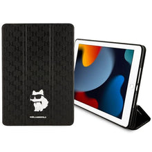 Заредете изображение във визуализатора на галерията – Karl Lagerfeld KLFC10SAKHPCK iPad 10.2" Folio Magnet Allover Cover black/black Saffiano Monogram Choupette
