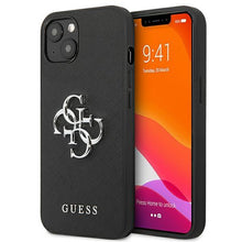 Заредете изображение във визуализатора на галерията – Guess GUHCP13MSA4GSBK iPhone 13 6,1" czarny/black hardcase Saffiano 4G Metal Logo
