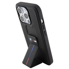 Заредете изображение във визуализатора на галерията – BMW Grip Stand Smooth &amp; Perforated case for iPhone 15 Pro - black
