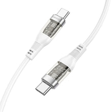 Заредете изображение във визуализатора на галерията – Borofone Cable BU37 Transparent Exploration - Type C to Type C - 60W 1,2 metres white
