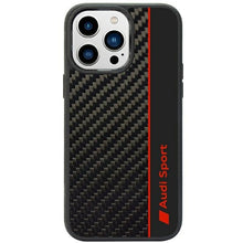 Заредете изображение във визуализатора на галерията – Original Case AUDI hardcase Carbon Fiber Stripe AUS-TPUPCIP14PM-R8/D1-BK for Iphone 14 Pro Max black
