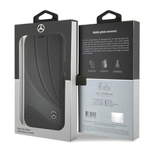 Заредете изображение във визуализатора на галерията – Original Case MERCEDES bookcase Leather Wave Patern MEBKP15S8ROLK for Iphone 15 Black
