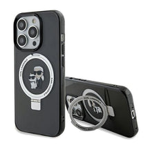 Заредете изображение във визуализатора на галерията – Karl Lagerfeld Ring Stand Karl&amp;Choupette MagSafe case for iPhone 13 Pro Max - black
