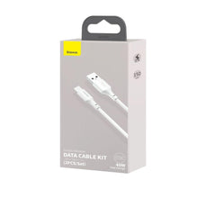 Заредете изображение във визуализатора на галерията – BASEUS cablel USB to Type C 5A 40W Simple Wisdom TZCATZJ-02 1,5 meter white 2 pcs in set
