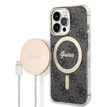 Заредете изображение във визуализатора на галерията – Original Set GUESS GUBPP13LH4EACSK do iPhone 13 Pro (Bundle Pack Magsafe: Case + Charger / 4G / Gold - Black)
